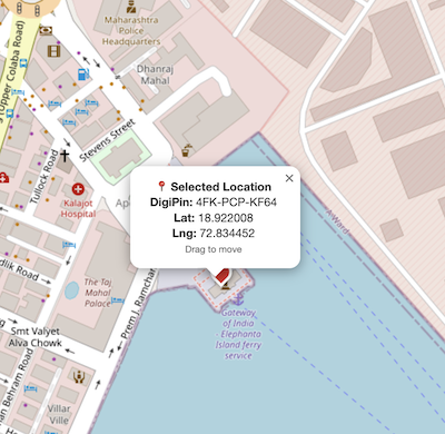 Map showing the Taj Mahal with DIGIPIN