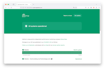 "OpenCage status page"