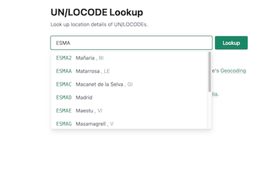 Screenshot of unlocode-lookup.com
